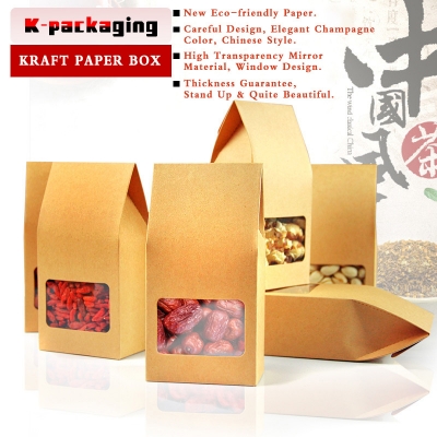 5 pcs 8x15.5cm Food Grade Kraft Paper Boxes Collapsible Paper Box Clear Window